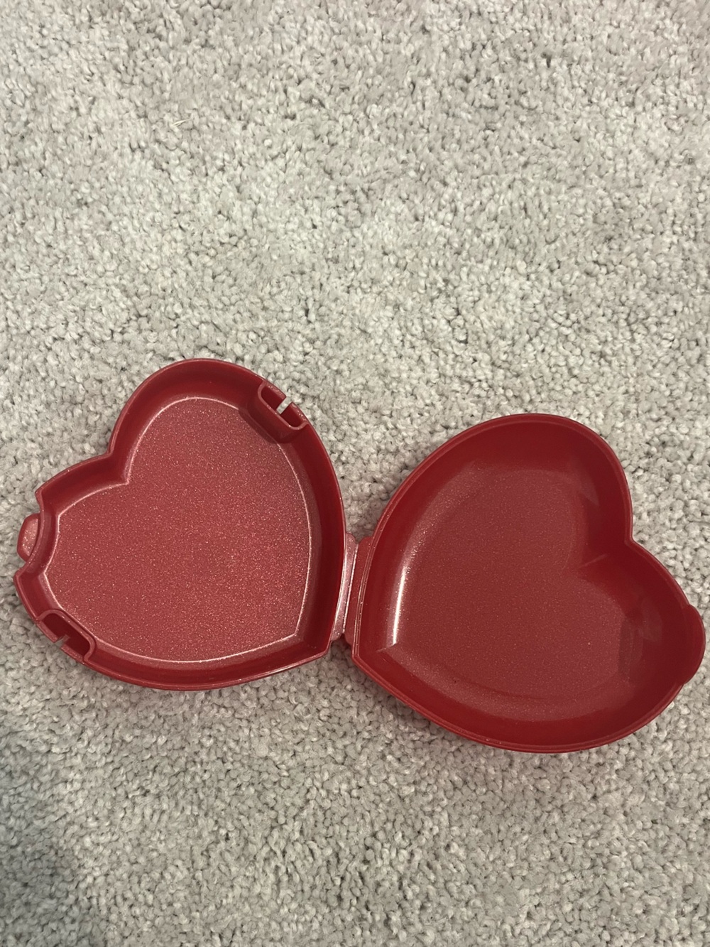 Tupperware brand sparkly Red heart-shaped container with glittery finish #heart